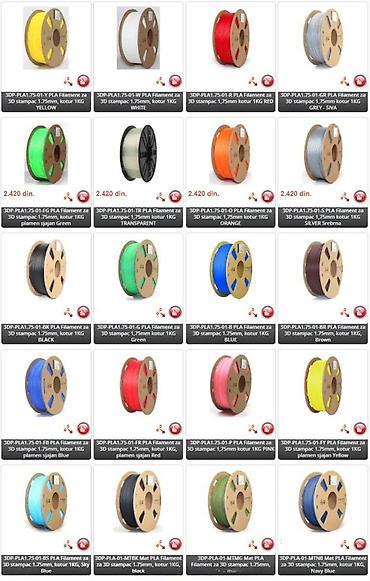 Ostali kompjuterski delovi: PLA filament za 3D štampače – 1,75 mm, kotur 1 kg - Materijal: PLA — 2