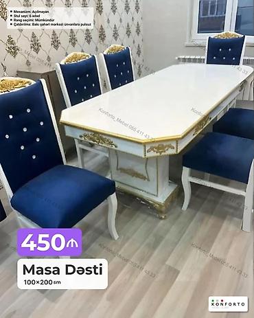 Məhsul: Masa Dəsti Ölçü: 100×200 sm Mexanizm: Açılmayan Stul lalafo.az -da Məhsul: Masa Dəsti Ölçü: 100×200 sm Mexanizm: Açılmayan Stul