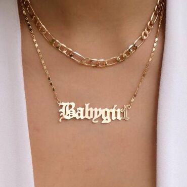женская золотая цепочка: Двухслойное ожерелье для женщин из нержавеющей стали с буквенной