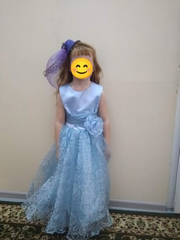 свадебное платья: Детское платье, цвет - Голубой, Б/у