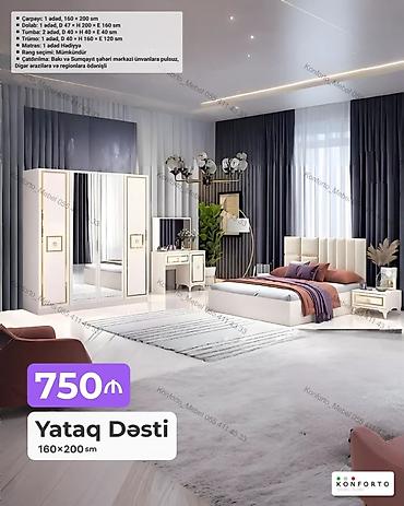 Ev və bağ: Yataq Dəsti – 160×200 sm Dəst tərkibi və ölçülər: - Çarpayı: 1 ədəd — 1