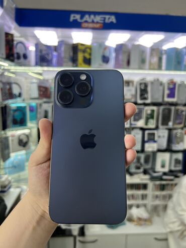 Apple iPhone: IPhone 15 Pro Max, Б/у, 256 ГБ, Blue Titanium, Наушники, Зарядное устройство, Защитное стекло, В рассрочку, 93 %