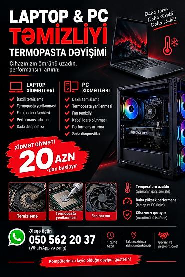 Noutbuk və kompüter təmiri: Laptop və PC təmizliyi – termopasta yenilənməsi Qeyd: Termopasta — 1