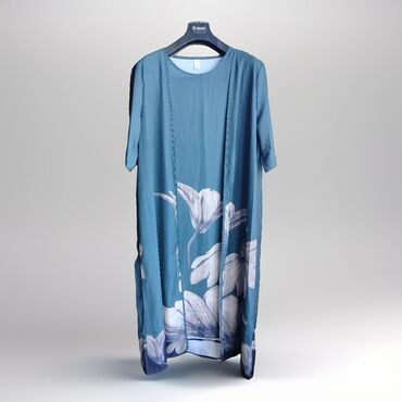 платье футляр цветочный принт: Повседневное платье, Лето, Короткая модель, 5XL (EU 50)