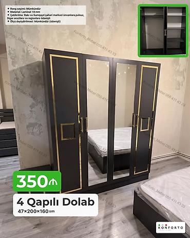 Dolablar: 4 qapılı geyim dolabı - Ölçü: 47 × 200 × 160 sm - Material: 18 mm — 1