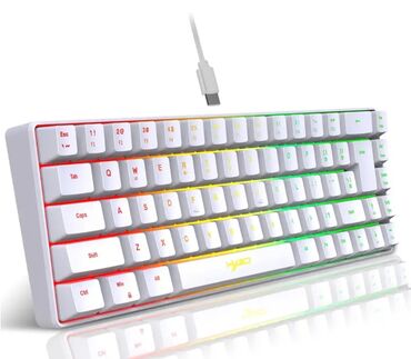 Klaviaturalar: Ağ rəngdə, 61 düyməli, yığcam ölçülü, RGB işıqlı Hyod V200 oyun