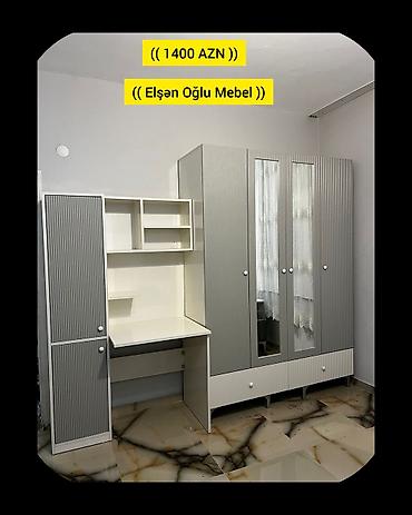 paltar asma: Yeni, 4 qapılı, Güzgülü, Boz, Açılan, Düz dolab — 1