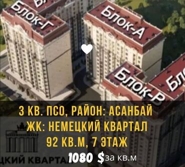 Продажа квартир: 3 комнаты, 92 м², Элитка, 7 этаж, ПСО (под самоотделку)