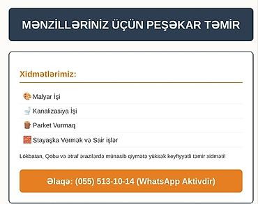 çat patpres təmiri: Mənzillər üçün peşəkar təmir xidməti Təklif olunan işlər: - Malyar — 1