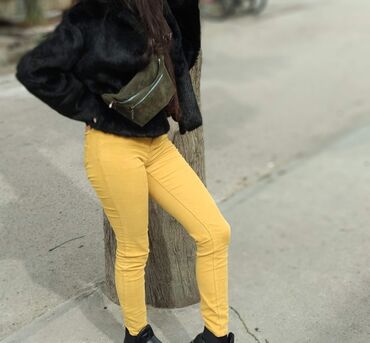 sarı qadın şalvarları: Women's Pant 2XS (EU 32), rəng - Sarı