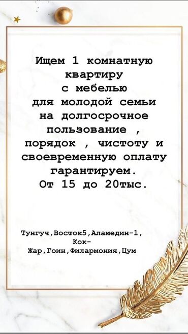 сниму квартиру в оше: 1 комната, 30 м², С мебелью