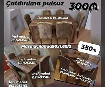 Qonaq otağı üçün, Yeni, Açılan, Dördbucaq masa, 6 stul