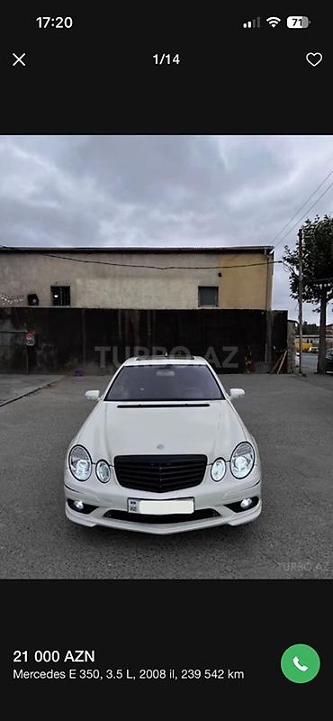 Avtomobil satışı: Mercedes-Benz E 350: 3.5 l | 2008 il Sedan — 1
