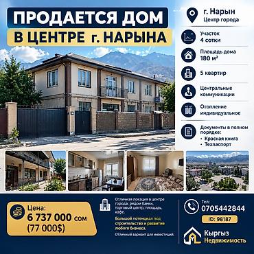 цена участка 6 соток: ПРОДАЕТСЯ ДОМ С БИЗНЕСОМ В ЦЕНТРЕ г.НАРЫНА • Участок — 4 сотки • — 1