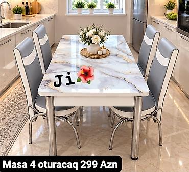 Mətbəx üçün 4 nəfərlik masa–stul dəsti - 1 ədəd düzbucaqlı masa