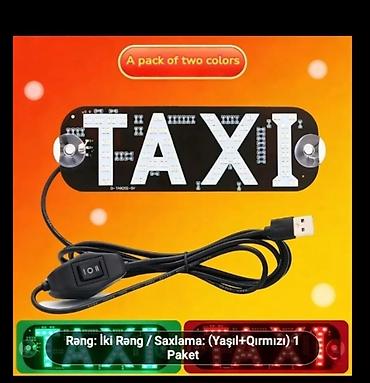 şüşə vinil: LED “TAXI” işıq lövhəsi – avtomobil üçün - İki rəng: yaşıl və qırmızı — 1