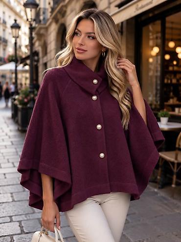 Pončo: Pončo – 3000 din - Elegantni ženski pončo sa visokim kragnom - — 2