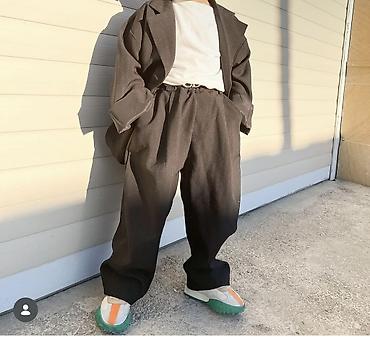 pencek salvar modelleri: Oversize iki hissəli dəst – şalvar + pencək - Rəng: qrafit/qaraya — 1