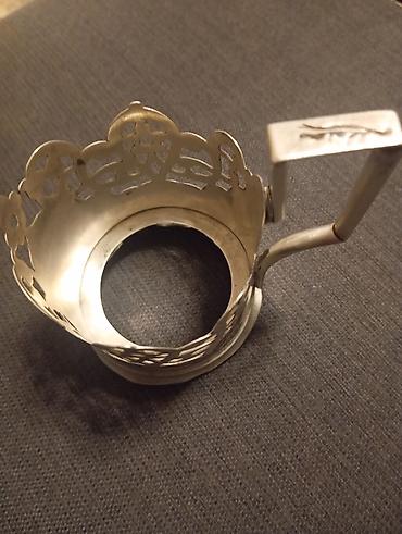 podstakan: Gümüş stəkanaltı (podstakanik) - Material: 875 əyarlı gümüş — 6