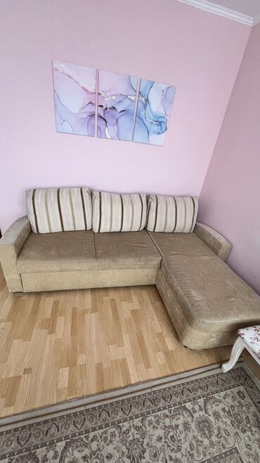 турецкая мебель бишкек: Диван-кровать, цвет - Бежевый, Б/у