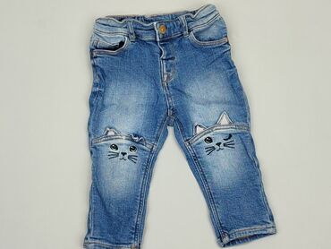 Spodnie i Legginsy: Spodnie jeansowe, H&M, 9-12 m, stan - Dobry
