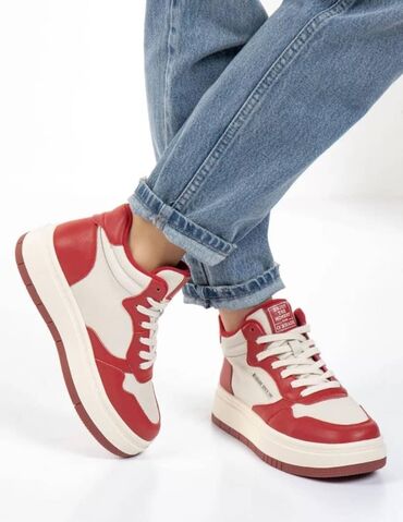 Кроссовки и спортивная обувь: Высокие кроссовки - Размер : 39,5 -40. - Цвет: белый с красными — 6