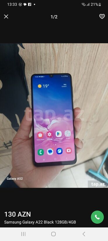 Samsung: Samsung Galaxy A22, 128 GB, rəng - Qara, Face ID, Sensor, Barmaq izi