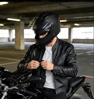 moto satış: Kaska Endirimlə 35-azn Tam üzlü motosiklet dəbilqəsi mat qara Ünvan Q — 8