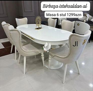 restoran stullari: Qonaq otağı üçün, Yeni, Oval masa, 6 stul — 1