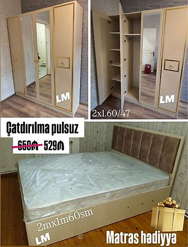 wkaf: Yataq otağı dəsti - Yataq: ölçü 2 m x 1.60 m, yumşaq başlıqla — 1