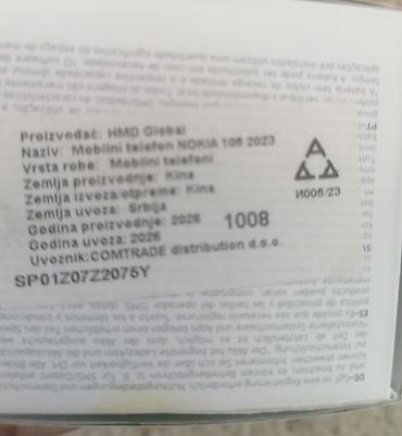 alcatel onetouch pop c3: NOKIA 105 DUAL SIM. 
2026. Godina proizvodnje 
Punjač Tip C
Nov — 6