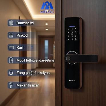 Qapı zamokları: MELOC ağıllı qapı kilidi - Açma üsulları: barmaq izi, PIN kod, kart — 1