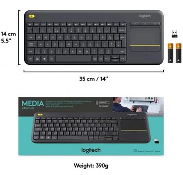 беспроводную мышку и клавиатуру: Клавиатура logitech K400+ с тачпадом. Новая! Беспроводная!