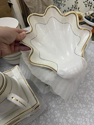 Наборы посуды: Набор фарфоровой посуды с золотым кантом - Материал: тонкий фарфор — 2