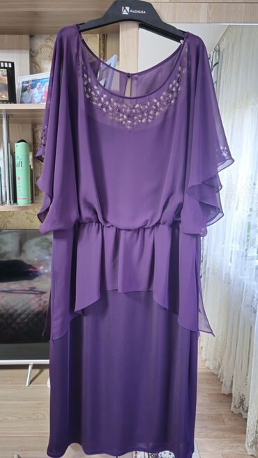 платья рубашки со стразами: Вечернее платье, Длинная модель, С рукавами, Камни, 7XL (EU 54), 8XL (EU 56), 9XL (EU 58)