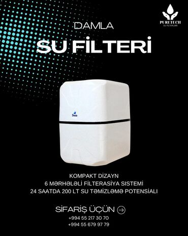 Su filtrləri: Puretech su filtrləri üçün kartriclər dəsti. Dəstdə 3 önləyici filtr — 17