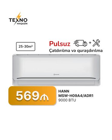 Kondisionerlər: Kondisioner 20-25 kv. m, Split sistem, Pulsuz quraşdırılma