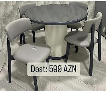 jalə: Mətbəx üçün, Yeni, Açılmayan, Yumru masa, 4 stul — 1