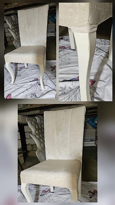 Krem rəngli, yumşaq parçalı yemək otağı stulu. - Klassik üslub