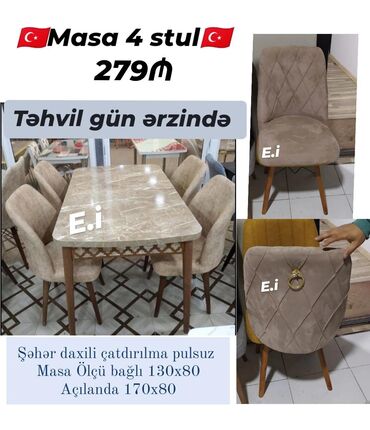 Otaq qapıları: *Masa dəsti / Mətbəx masa dəsti 279Azn💥* ✔️Türkiyə istehsalı ✔️Rəng