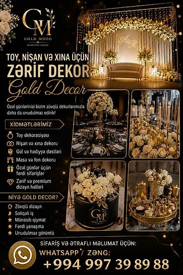 toy gulləri: Toy, nişan və xına üçün zərif dekor — Gold Decor Özəl gününüz üçün — 1