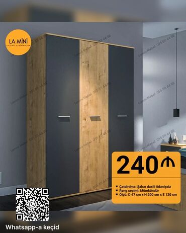 Dolablar: Yeni, Açılan, 3 qapılı Düz dolab, Qarderob, paltar dolabı, Azərbaycan