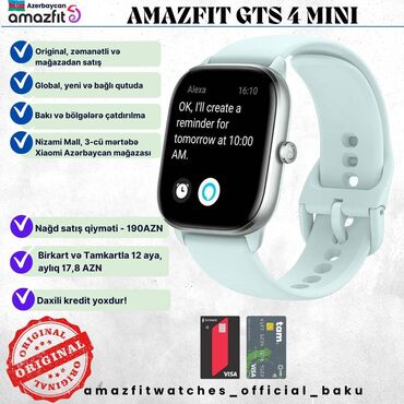 mi band 4 qiyməti: Amazfit GTS 4 mini blue smart saat Yeni, bagli qutuda, global versiya