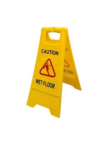 ayaqlı lovhə: Xəbərdarlıq nişanı Wet Floor, qatlanan, plastik, sarı - VKLUXCS02 — 1