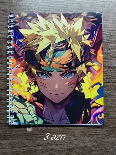 Masaüstü dəstlər: Naruto anime personajı təsvir edilmiş spirallı dəftər. Üz qabığı