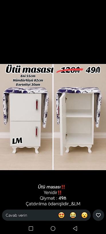 Ütü masası – şkaflı model Variant 1: - Ölçülər: eni 55 sm, hündürlüyü