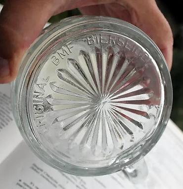 Staro posuđe i escajg: Vntag ORIGINAL BMF BIERSEIDEL Bubble Glass Stein Pevter 1950. Made in — 6