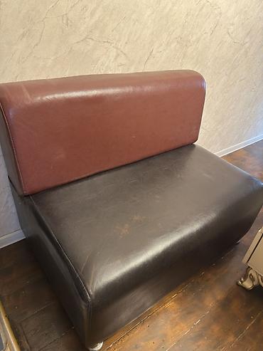 salon divan: İki rəngli vinil/eko‑dəri oturacaq-banquette - Dizayn: qəhvəyi bel — 1