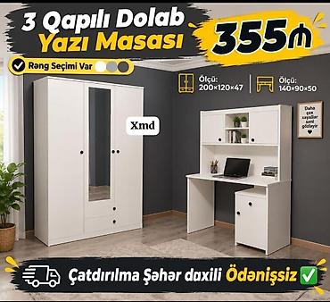 ucuz masa: 3 qapılı dolab + yazı masası dəsti Xüsusiyyətlər: - Rəng seçimi var — 1