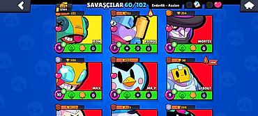 brawl stars 2: Brawl Stars hesabı – 60/102 döyüşçü - Kolleksiya: 60 döyüşçü açıq — 10